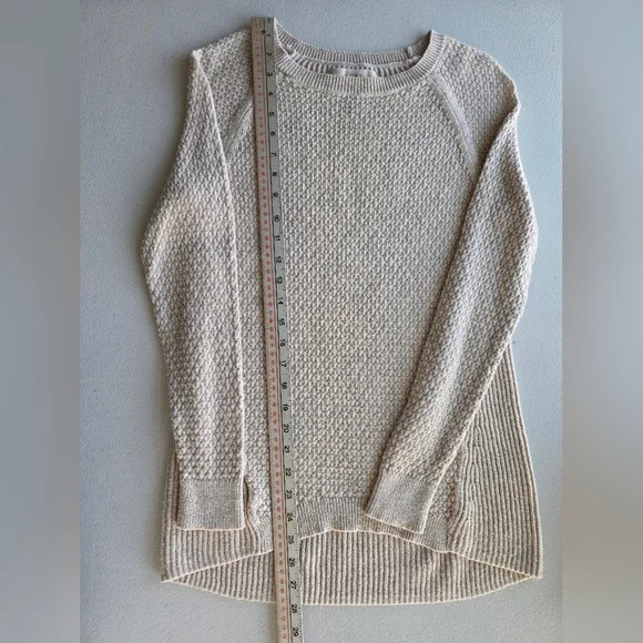 LOFT Small Beige Textured Open Knit Sweater Coastal Grandma Minimalist Cozy - Picture 4 of 8